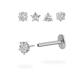 CZ Prong Titanium Flatback Earring (1ชิ้น)