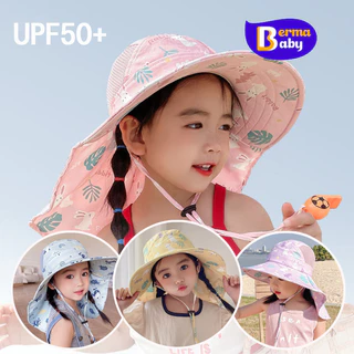 Berma Baby หมวกกันแดดเด็ก หมวกปีกใหญ่ ลายการ์ตูน ป้องกันยูวี ระบายอากาศดี ใส่ได้ทั้งเด็กชายและหญิง