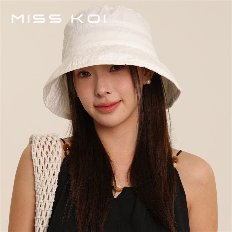 MISSKOI สไตล์ใหม่ Niche All-Match สีทึบ All-Match Cotton Quick-Drying Bucket Hat
