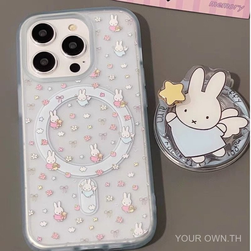 ความรู้สึกผิวหนัง เคสโทรศัพท์เต็มหน้าจอ รูปดาวสีสันสดใส กระต่ายมิฟฟี่ หมุนได้ สำหรับ iPhone 15PRO 16PRO 11PROMAX 14PROMAX 13PLUS 16PLUS XSMAX X/XS เคสโทรศัพท์สีสันสดใสที่ปรับแต่งได้ แฟชั่น IH