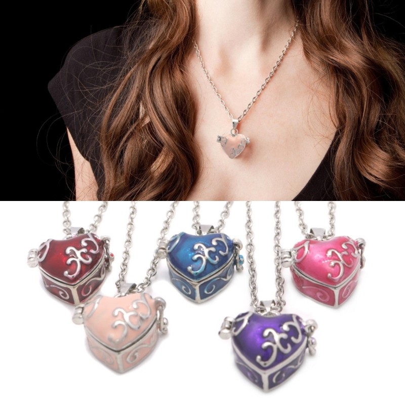 BTF สร้อยคอจี้เรซินหัวใจทองเหลืองที่มีช่องลับโซ่คอปรับได้