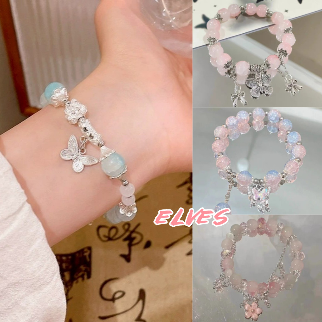 Elves พร้อม💟 กำไรข้อมือลูกปัดลายมัดย้อม สีพาสเทล ยางยืด "BRL-6"