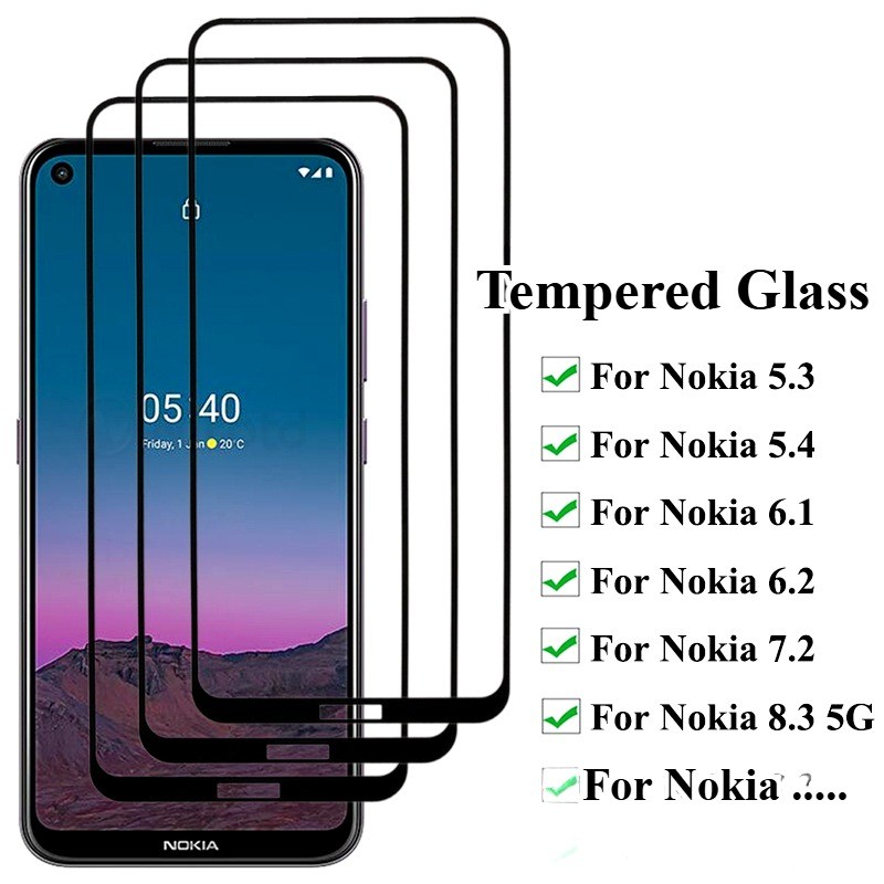 9H กระจกนิรภัยสําหรับ Nokia 8V 7.2 6.2 5.4 5.3 5G UW HD Black Edge Clear Screen Protector สําหรับ No