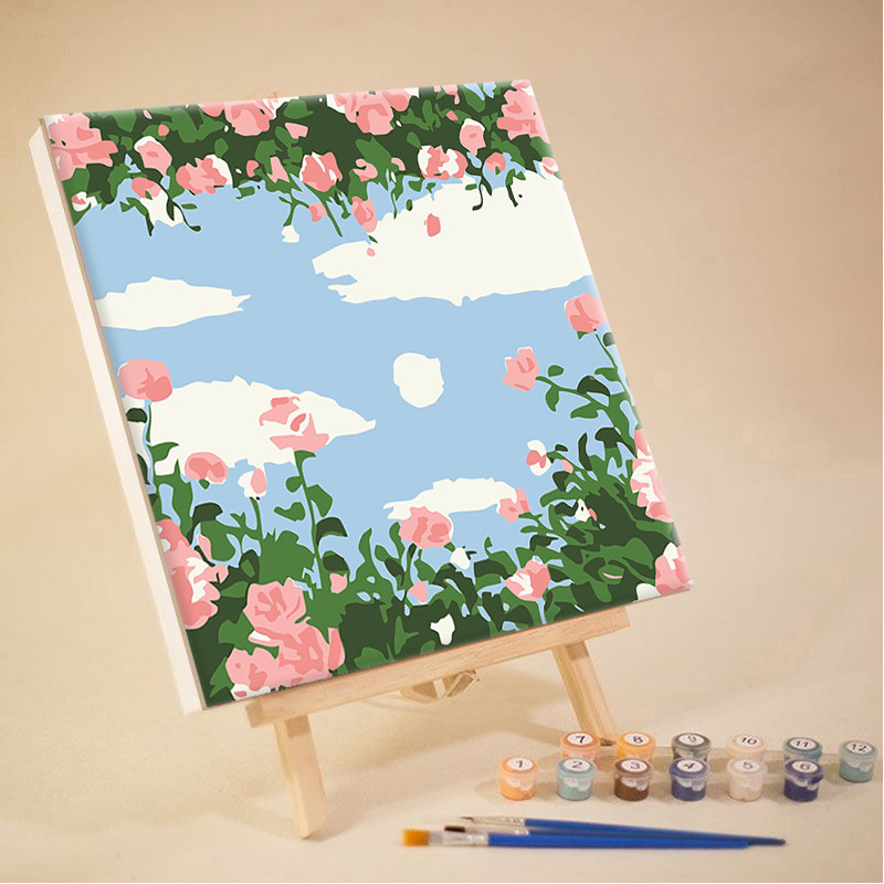 [พร้อมกรอบ]DIYระบายสีตามตัวเลข 20*20ซม.Paint by Numbers ดอกไม้ภาพวาดอะคริลิก การวาดภาพดิจิตอล ของขวัญ ส่งมอบทันที - รูปที่ 5