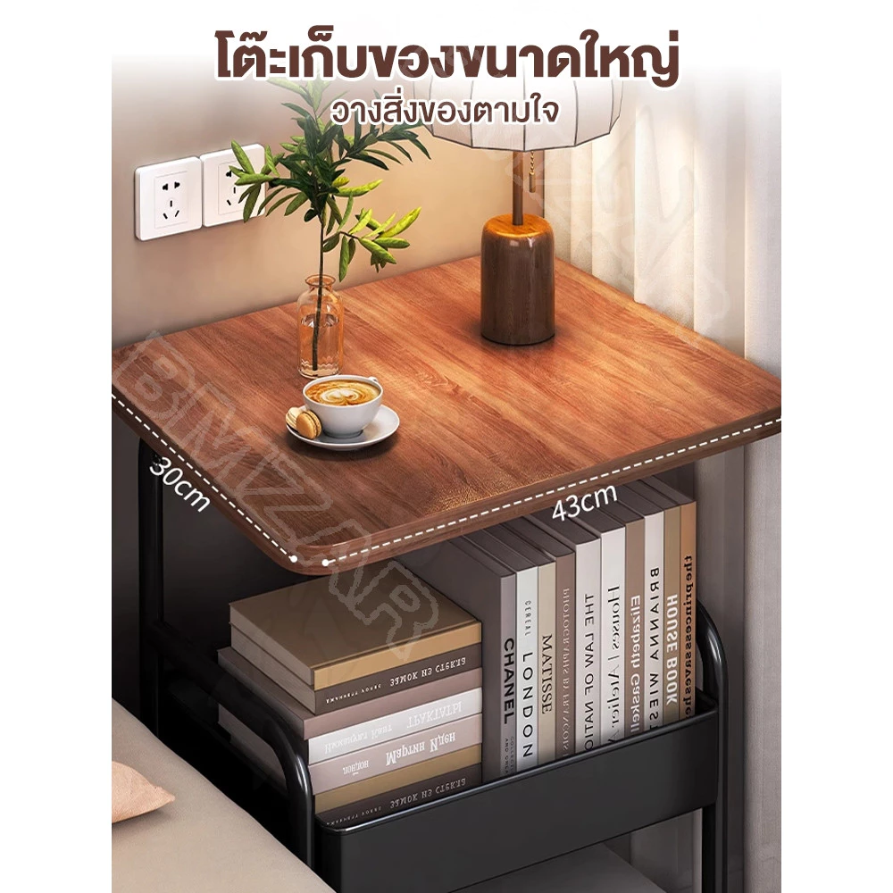 ชั้นวางของ โต๊ะกาแฟ พร้อมล้อเลื่อน+ที่จับ ชั้นวางของรถเข็น 2 ชั้น ทำด้วยไม้ แข็งแรงกันสนิม เคลื่อนย้ายสะดวก ชั้นวา thumbnail 4