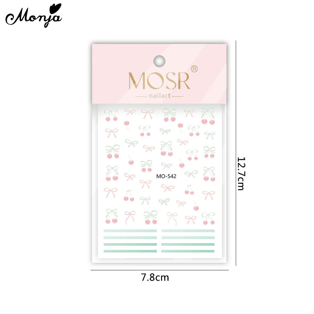 Monja เล็บสติกเกอร์นูน น่ารัก Cherry Bow น่ารักผลไม้ Decals บรรเทา กาว Sliders แกะสลัก ตกแต่งเล็บ ราคา ถูกที่สุด ดีลบีเคเค แกลเลอรีภาพที่ 9