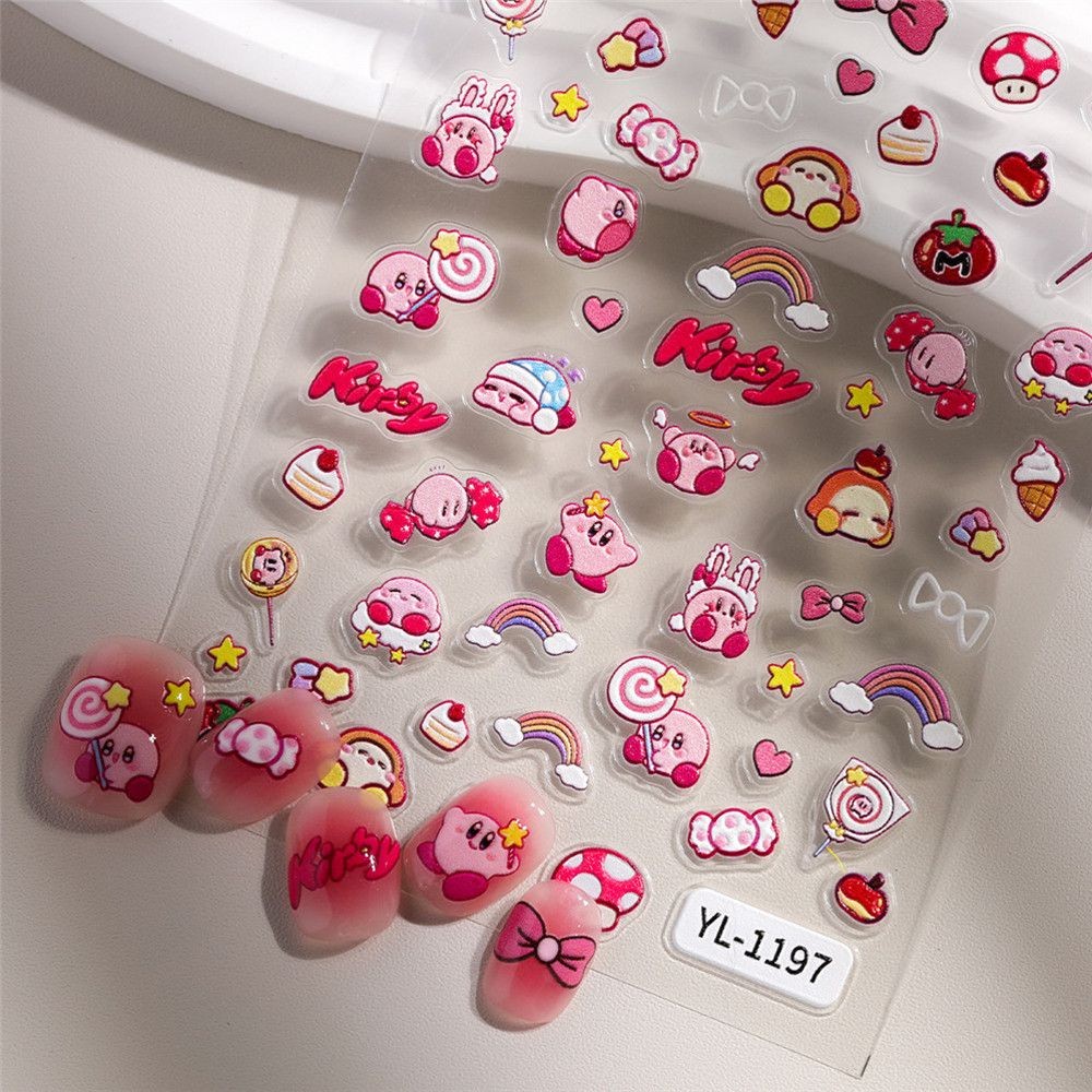 ซื้อ 1 Take 1Nail Art สตรอเบอร์รี่เค้กหมูเล็บสติกเกอร์ Kirby Super Star 5D นูนเล็บรูปลอกเล็บเครื่องมือเล็บ Shop ราคา ถูกที่สุด ดีลบีเคเค แกลเลอรีภาพที่ 3
