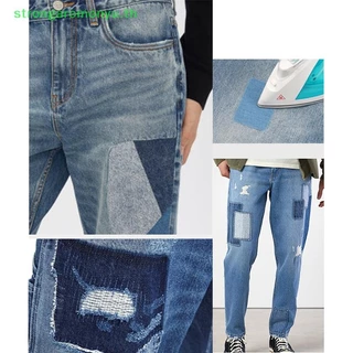 Strongaromonyu Iron On Denim เสื้อผ้าแพทช์สี่เหลี่ยมผืนผ้า Big Patch สําหรับกางเกงยีนส์แจ็คเก็ตกางเกงสติกเกอร์ DIY Applique Badge ขายส่งเสื้อผ้าซ่อม TH