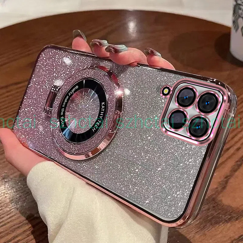SAMSUNG ปลอกสําหรับSamsung A12 M12 a22 4G a22 5G M22 หรูหราElectroplated Glitterเคสโทรศัพท์เชลล์ใสกันกระแทกพร้อมวงเล็บ