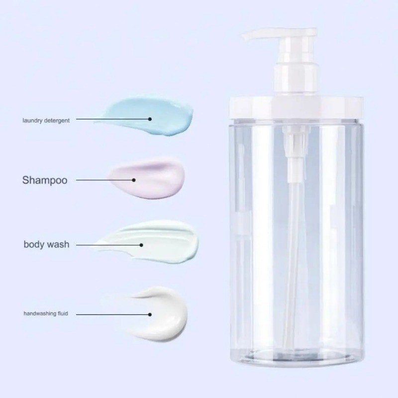 500/1000มล ขวดปั๊มพลาสติกเปล่า / ขวดจ่ายโลชั่นแชมพูสําหรับเดินทาง / ภาชนะรีฟิลทนทาน - รูปที่ 6