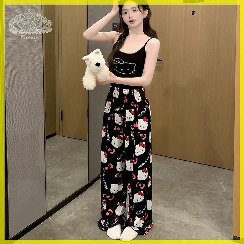 Daisy ชุดนอนชุดผู้หญิงฤดูร้อนการ์ตูน Camisole และกางเกงขากว้าง Sweet Home 2 ชิ้นชุดหน้าอก Pad TH