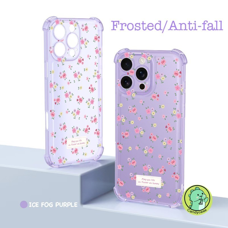 Ice Mist AirBag เคสโทรศัพท์สําหรับOPPO A3 Pro A3X A80 A40M A78 A58 A38 A18 A17 A17K A16 A16S A54S A36 5G 4Gฝาครอบเคลือบน่ารักการ์ตูนดอกไม้นุ่มกันกระแทก