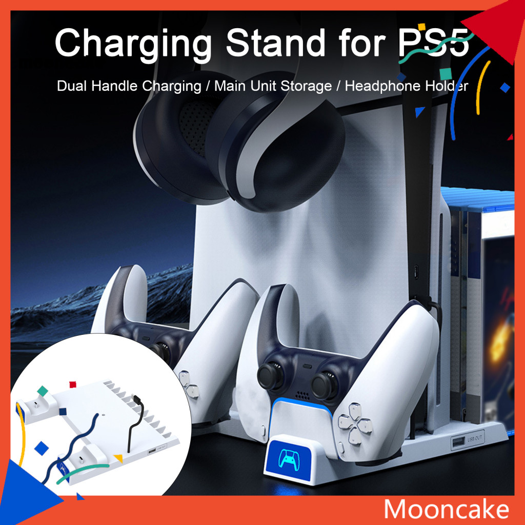 ขนมไหว้พระจันทร์| แท่นชาร์จคอนโทรลเลอร์แท่นชาร์จ Ps5 Dual Gamepad Charger Stand พร้อมหูฟัง Hook แท่น