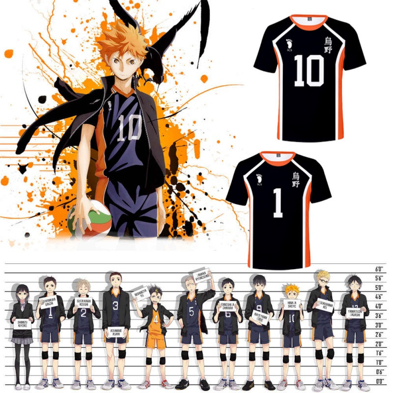 ไฮคิว!! Anime Jersey คอสเพลย์เครื่องแต่งกาย Karasuno High School วอลเลย์บอลเสื้อยืดแขนสั้นชุดกีฬา Tee Hinata Shoyo Haikyu T อะนิเมะเสื้อผ้า