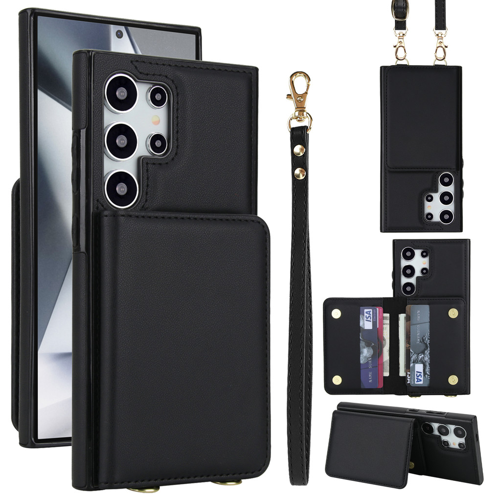 เคสโทรศัพท์ เคส SAMSUNG การ์ดสําหรับSamsung S25 Ultraพร้อมสายคล้องLanyardกระเป๋าเหรียญเคสโทรศัพท์พร้อมช่องใส่การ์ดสําหรับSamsung Galaxy S26 Ultra S25 Plus S24 S23 FE S22 Plus Case S21 Ultra S25Uพร้อมกระเป๋าสตางค์กระเป๋า