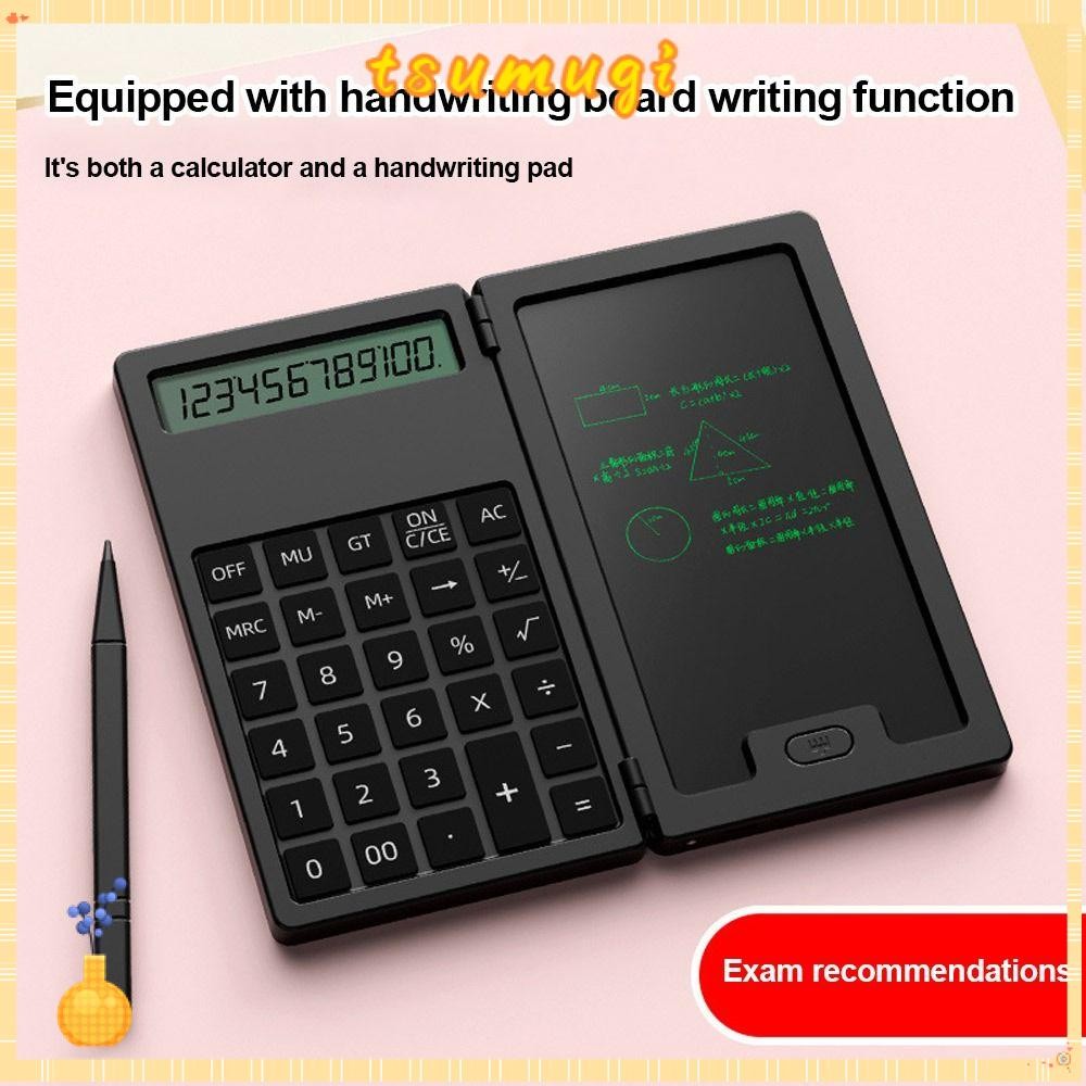 TSUMUGI เครื่องคิดเลขวิทยาศาสตร์, LCD Notepad พร้อมเครื่องคิดเลขคณิตศาสตร์สไตลัส, Professional Multifunctional 12-Digit เครื่องคิดเลขบัญชีแบบพับได้สํานักงาน
