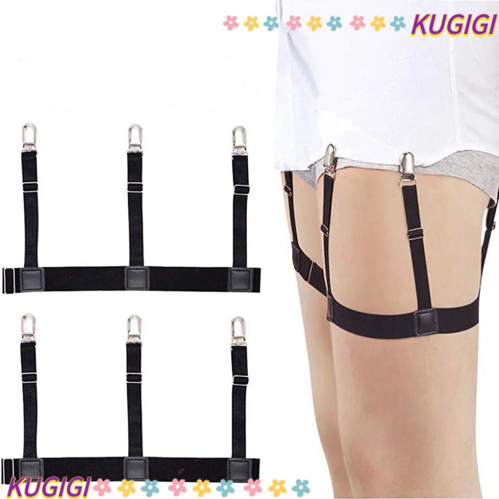 KUGIGI ขาต้นขา Suspender Garters สายรัด, ปรับผู้ถือเสื้อ Stay เข็มขัด,ยืดหยุ่นลื่นขา Suspenders เสื้อล็อคคลิป