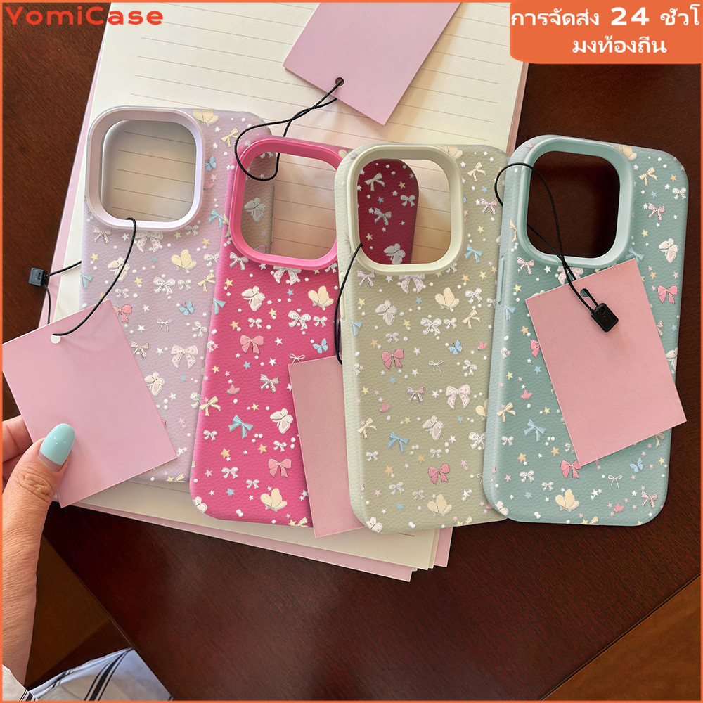 เคสไอโฟน13 11 16promax กรณีโทรศัพท์มือถือโบว์น่ารัก การ์ตูนน่ารักสีลูกกวาด case for iPhone 15 14 12 ProMax XS XR 78 Plus - รูปที่ 5