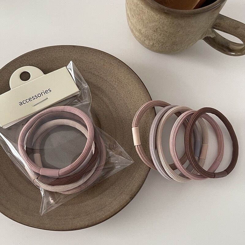 ชุดผมยืดหยุ่นสูงแบบพื้นฐาน สไตล์เกาหลีดีไซน์เรียบง่าย สำหรับผูกผมและใช้ในทุกกิจกรรม พร้อมสายรัดผมและวงแหวน ผมขนาด 5.21 เค2LF