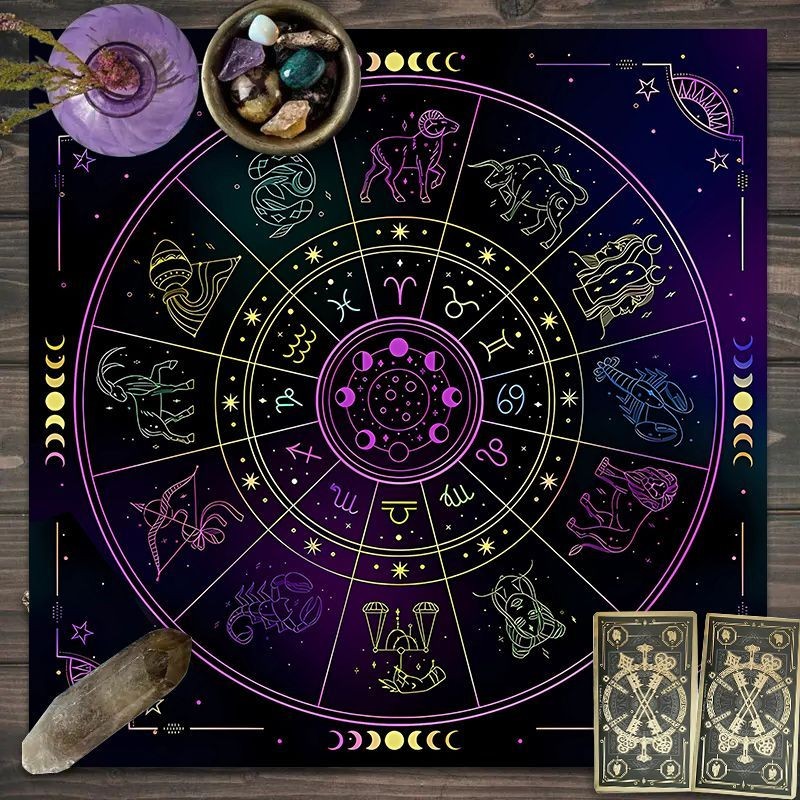 Fast Shipping Ready StockTarrotผ้าปูโต๊ะTarot Pagan Sun Moon Starry Skyแฟนตาซีแท่นบูชาผ้าสคริปต์ฆ่าเ
