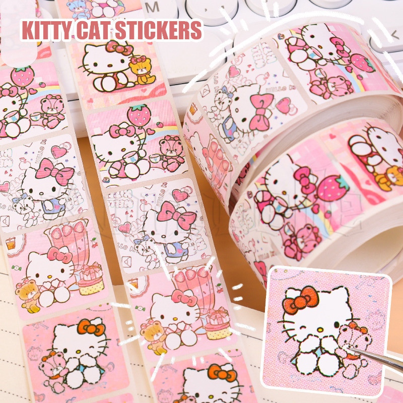 500 ชิ้น/ม้วน Hello Kitty สติ๊กเกอร์การ์ตูน – PVC Laptop Decals Stiker – DIY Handbook สติ๊กเกอร์ตกแต่ง – ป้ายบรรจุภัณฑ์ของขวัญกาวในตัว – น่ารักอะนิเมะสีชมพูปิดผนึกสติกเกอร์ ราคา ถูกที่สุด ดีลบีเคเค