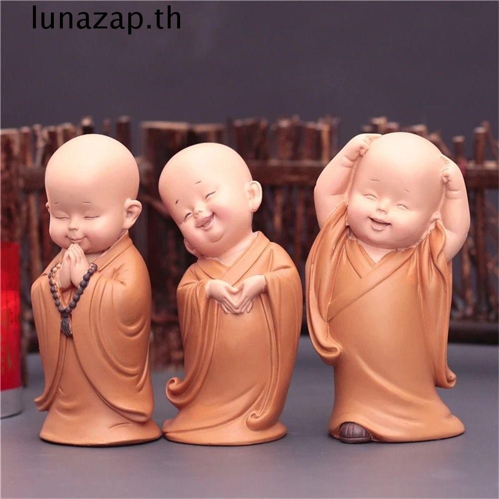Lunazap Little Monk ตุ๊กตาน่ารักอุปกรณ์ตกแต่งภายในโต๊ะ Miniatures เครื่องประดับรถยนต์ศาสนาพระพุทธรูปตกแต่งรถ Monk เครื่องประดับ