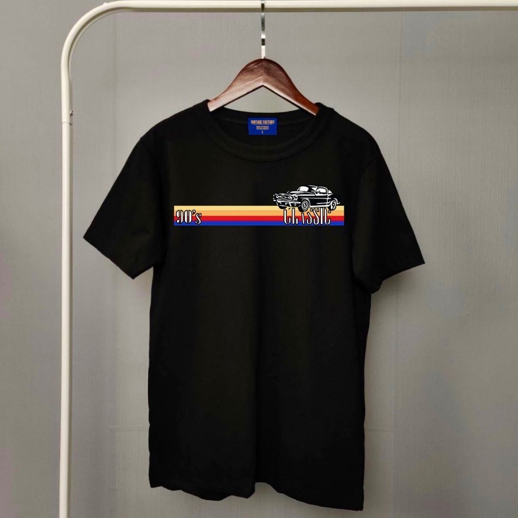 เสื้อยืดดีไซน์คลาสสิคยุค 90- ผลิตจากผ้าฝ้าย 100 % สวมใส่สบาย