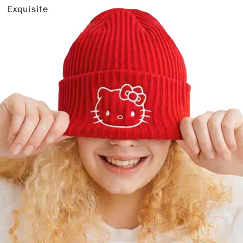 [ประณีต] Sanrio Kuromi ผ้าฝ้าย Unisex การ์ตูนปักหมวกลําลองถักหมวกฤดูหนาว Hard Hip Hop Skull Bonnet หมวกสําหรับผู้หญิง [th]
