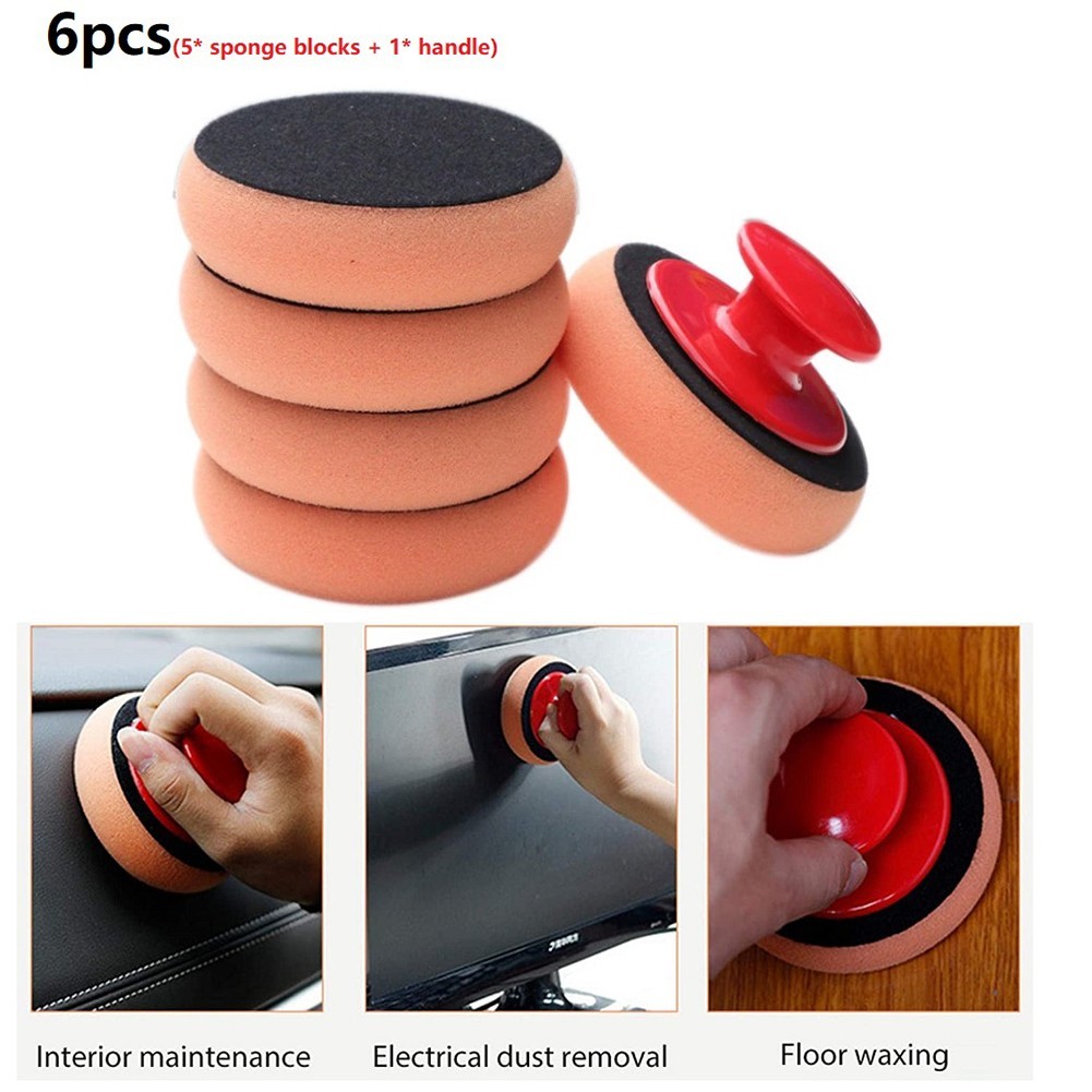 การลดราคาครั้งใหญ่ Drop Car Wax Wash Polish Pad ฟองน้ําทําความสะอาดชุดโฟมไมโครไฟเบอร์ Applicator Pad [BABYHOOD-TH]