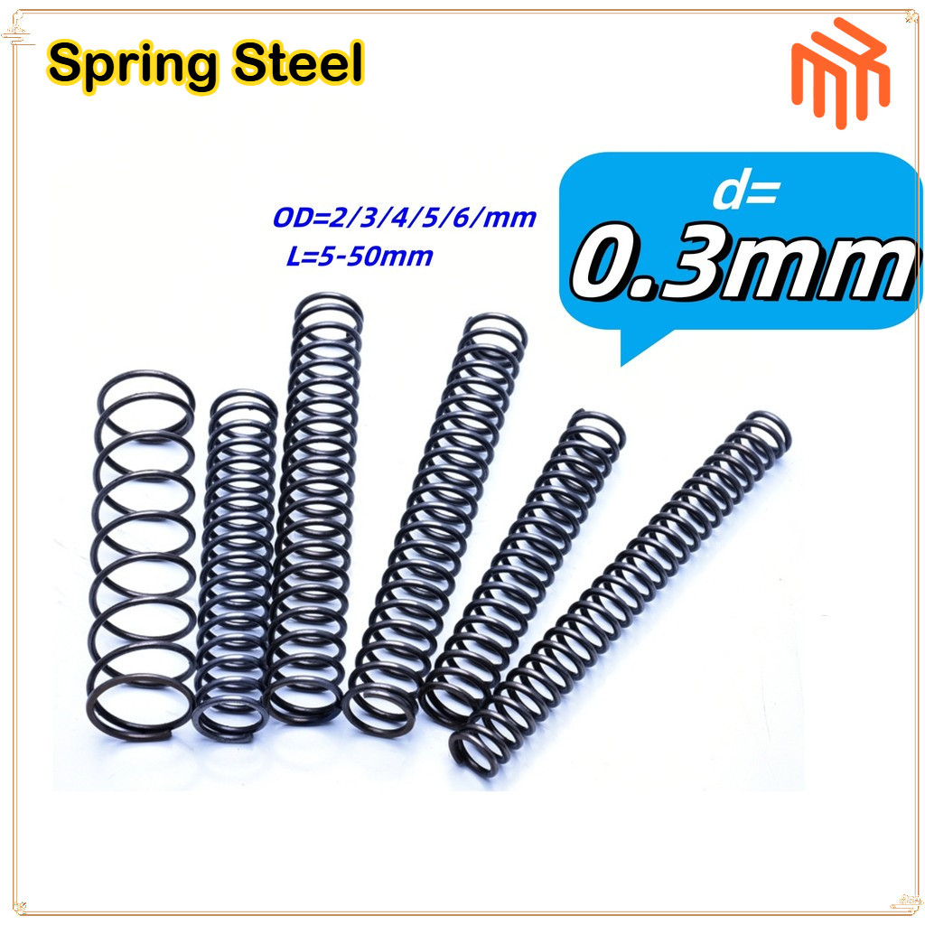 [MX1] สปริงกด-สปริงดัน สปริงอัด สปริงดันทั่วไป เหล็กสปริง 65Mn / 65mn Spring Steel Compression Spring d0.3mm * OD2-6mm Strong Pressure Return Spring Compression Spring Anti-fatigue