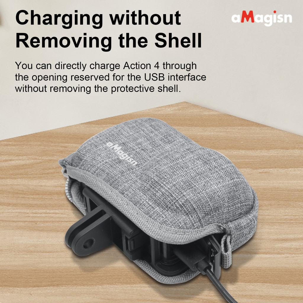 aMagisn  Mini Carry Case DJI Action 5 Pro / 4 / 3  กระเป๋าแบบสวมใส่ กันกระแทก กันน้ำ
