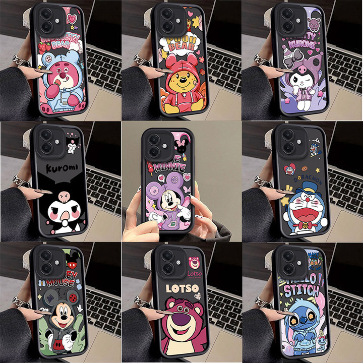 สําหรับ OPPO A6X A6 A6 PRO A5i A5X A5 5G A3X A3 A3 Pro A5 PRO การ์ตูนอะนิเมะคอลเลกชันสตรอเบอร์รี่หมี Minnie Winnie the Pooh รูปแบบเคสโทรศัพท์