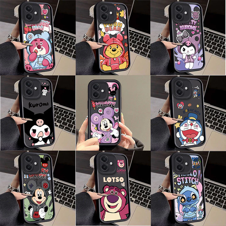 สําหรับ OPPO A6X A6 A6 PRO A5i A5X A5 5G A3X A3 A3 Pro A5 PRO การ์ตูนอะนิเมะคอลเลกชันสตรอเบอร์รี่หมี Minnie Winnie the Pooh รูปแบบเคสโทรศัพท์