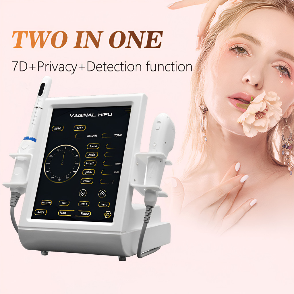 ช่องคลอด 2in1 HIFU Skin Care 7D 6D 12D Anti Aging Ultrasound แบบพกพากําจัดริ้วรอยกระชับ Facial Lifti