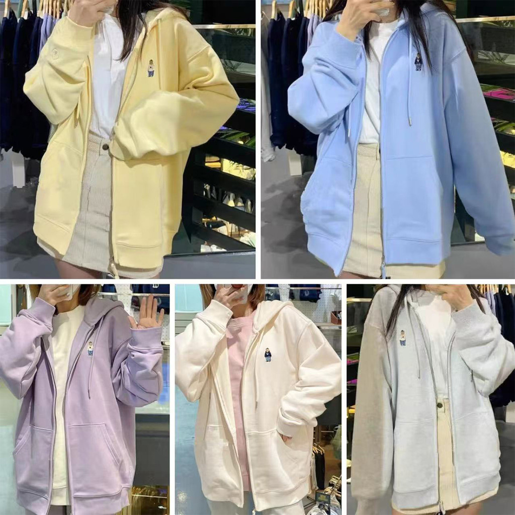 เสื้อฮู้ดเกาหลีผู้หญิง ฟลีซหนา เพิ่มความอบอุ่น สไตล์เท่