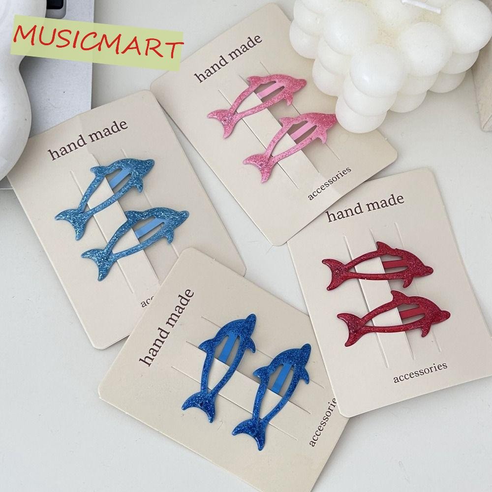 Musicmart กิ๊บติดผมเลื่อม Dolphin, สัตว์น่ารักกิ๊บเด็ก, ส่วนบุคคล Y2k กิ๊บติดผม Hollow Glitter Hairpin Baby