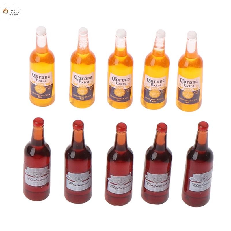 Cod 10 ชิ้น 1/12 Dollhouse Miniature จําลองขวดไวน์ขวดเบียร์ของเล่นใหม่