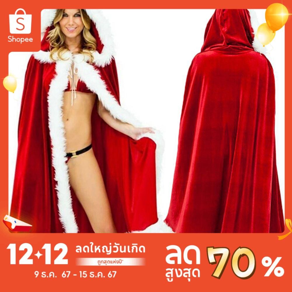 Rinabonsiny เครื่องแต่งกายคอสเพลย์คริสต์มาส Carnival Party กํามะหยี่สีแดง Clubwear เสื้อคลุมซานตาคลอส