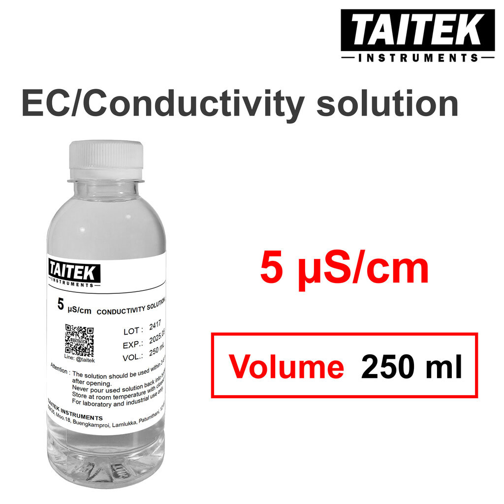 TAITEK น้ำยามาตรฐาน Conductivity(EC) Solution ค่า 5 µS/cm สำหรับปรับเทียบ คาลิเบรทเครื่องวัด EC (250 mL)