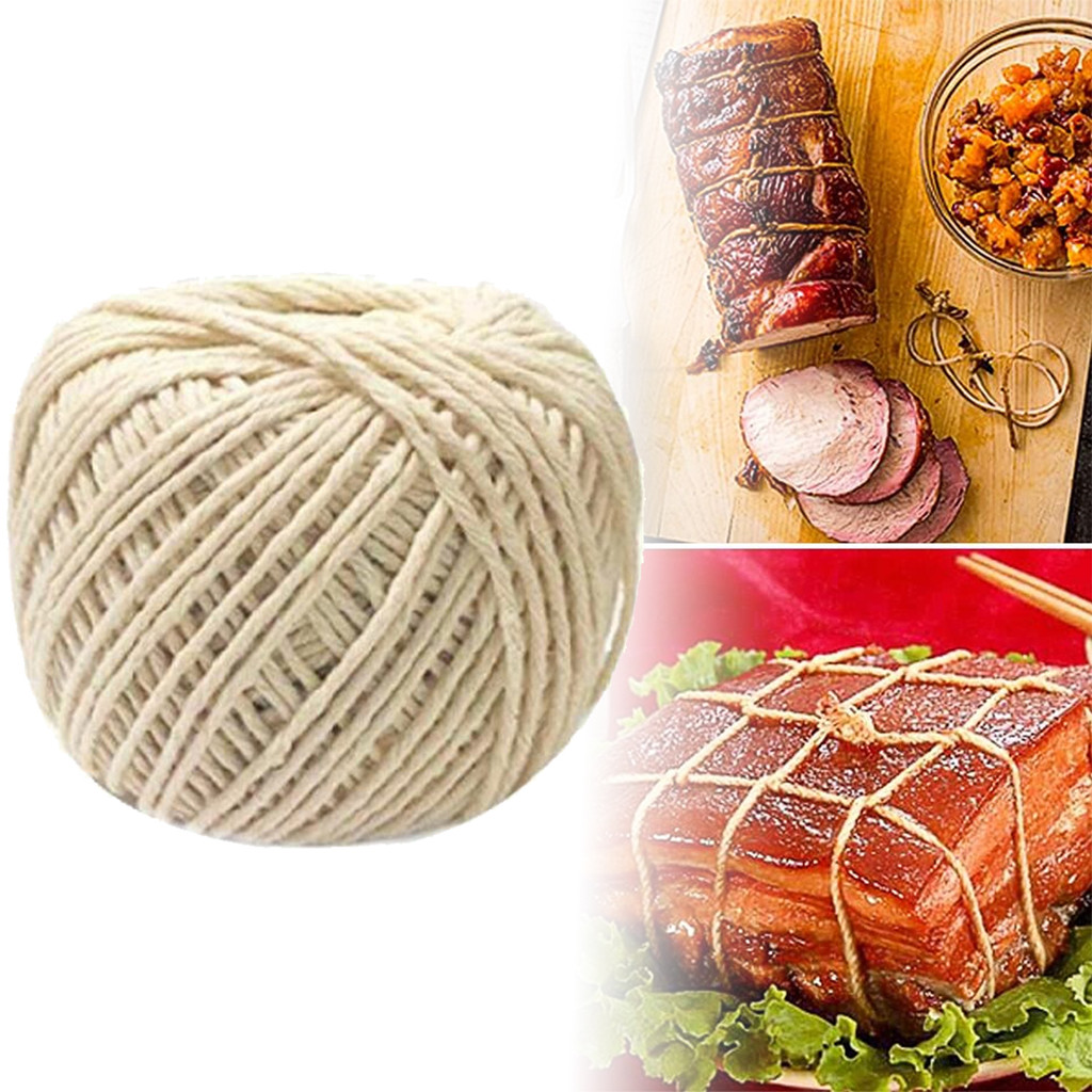 ใหม่ 1.5 มม.หนา Butchers String ผ้าฝ้าย Twine เนื้อ Prep Trussing ตุรกีบาร์บีคิว Strings เนื้อไส้กรอกผูกเชือกสายไฟ 60 เมตร