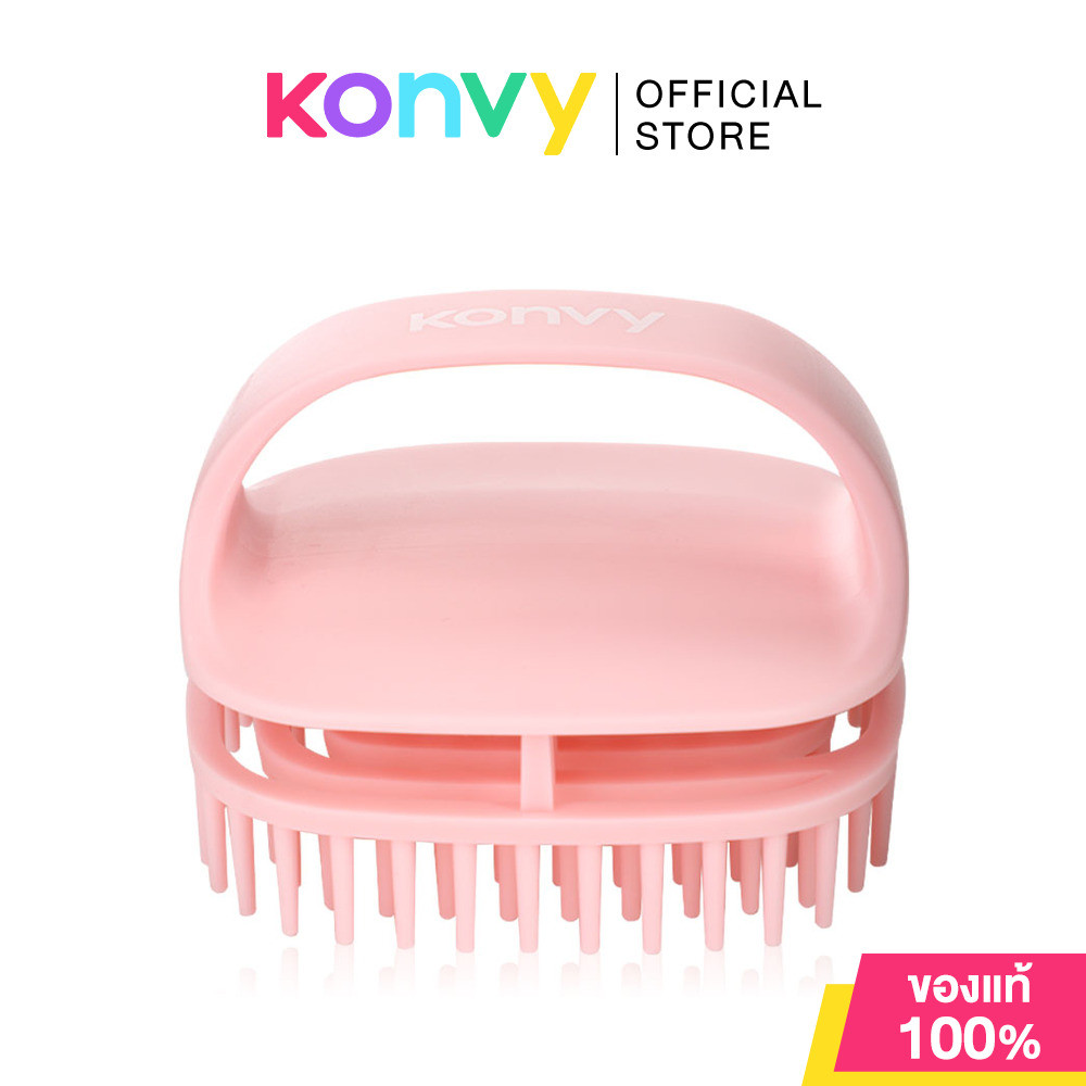 Konvy Scalp Massager Shampoo Brush #Pink คอนวี่ แปรงสระผมและนวดหนังศีรษะ สีชมพู.