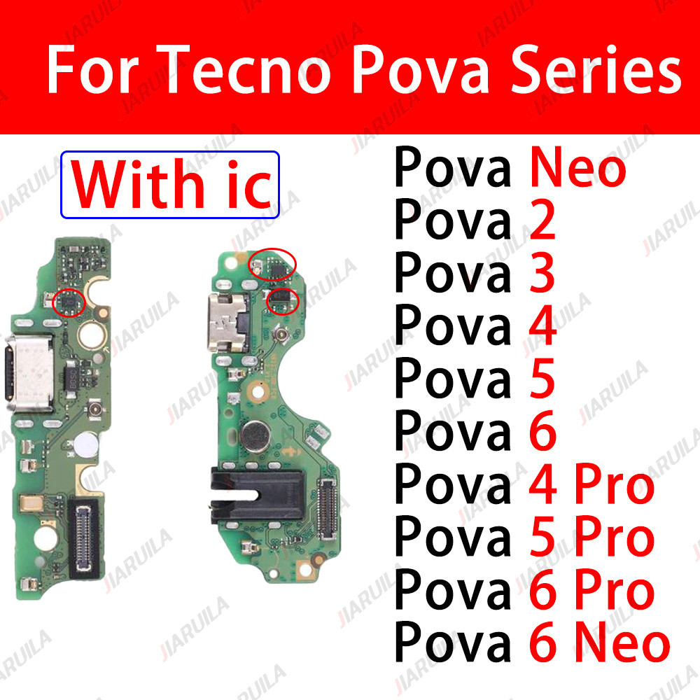 แท้ พร้อม IC แพรตูดชาร์จ สําหรับ Tecno Pova 2 3 4 5 6 PRO Pova 6 NEO แผงชาร์จ ตูดชาร์จ