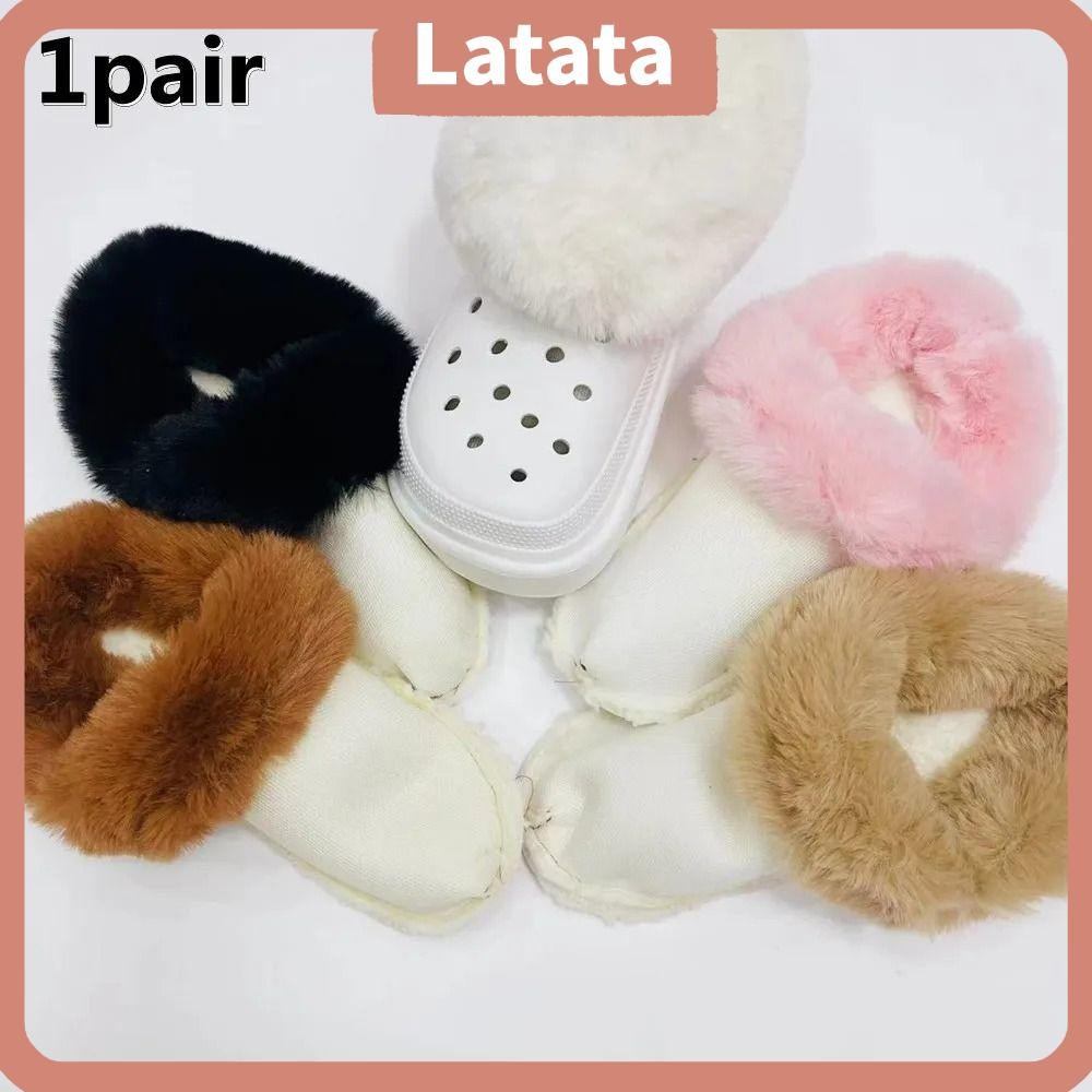 Lata 1 คู่ฤดูหนาวที่อบอุ่นรองเท้า, สําหรับผู้หญิงผู้ชาย Clog Fur Lining Plush แผ่นรองเท้า, Clogs ของขวัญเปลี่ยนรองเท้าแตะ Plush Liner