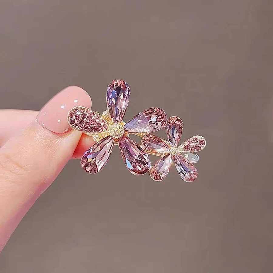 High-end คริสตัล Rhinestone ดอกไม้ Hairpin อารมณ์ผู้หญิงด้านข้าง Bangs Duckbill Word คลิปประณีตอุปกรณ์เสริมผม