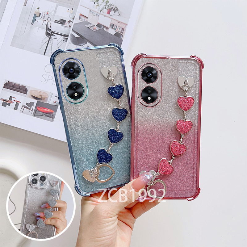 เคส OPPO A17 A97 5G A38 4G A18 A60 เคสโทรศัพท์ Love สร้อยข้อมือปลอกใหม่