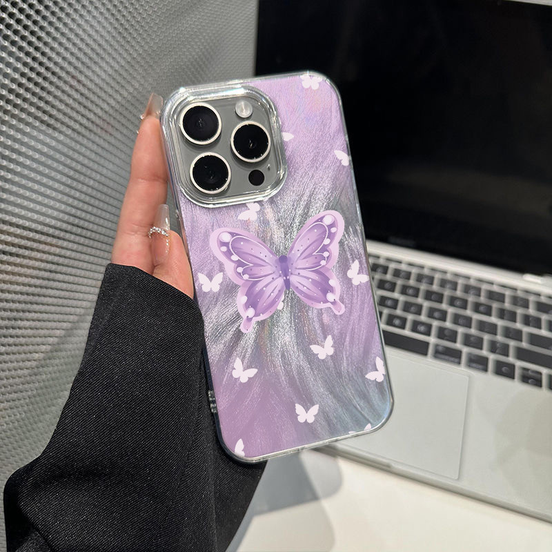 GOOD จากประเทศไทย เคส ไอโฟน ขนนกสีเงิน โปร่งใสและสว่าง วิจิตร สำหรับiPhone 11 15 12 14 13 Pro Max 14/15PLUS ลูกแมว