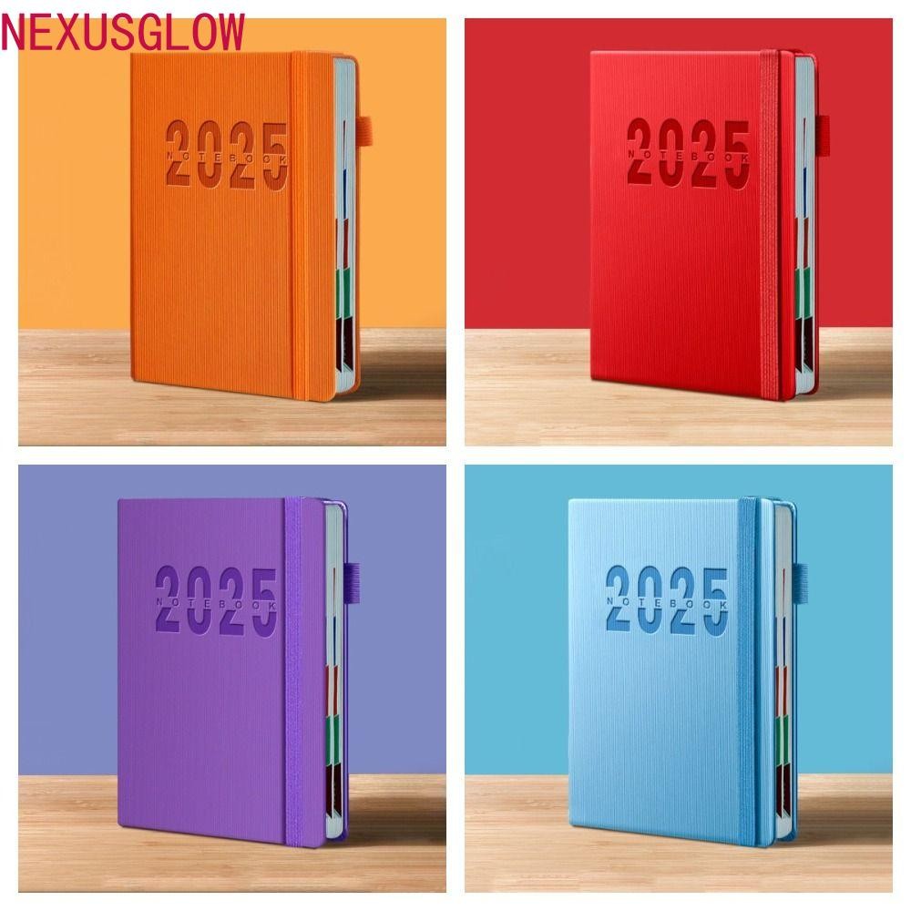 Nexusglow 2025 Schedule Planner Notepad, ภาษาอังกฤษ 12 เดือน 365 วัน Notepad, แบบพกพา Do List Diary Notepad Time Organizer 2025 A5 Notebook เครื่องเขียน
