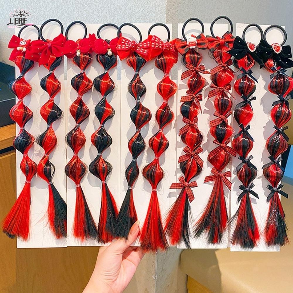 Jeremy1 วิกผมที่คาดผมหางม้า, Kulomi KT Cat Bubble Braid หางม้า,หวาน Twist Headdress เครื่องประดับผมสาวน่ารักโบว์ผมวงเด็ก