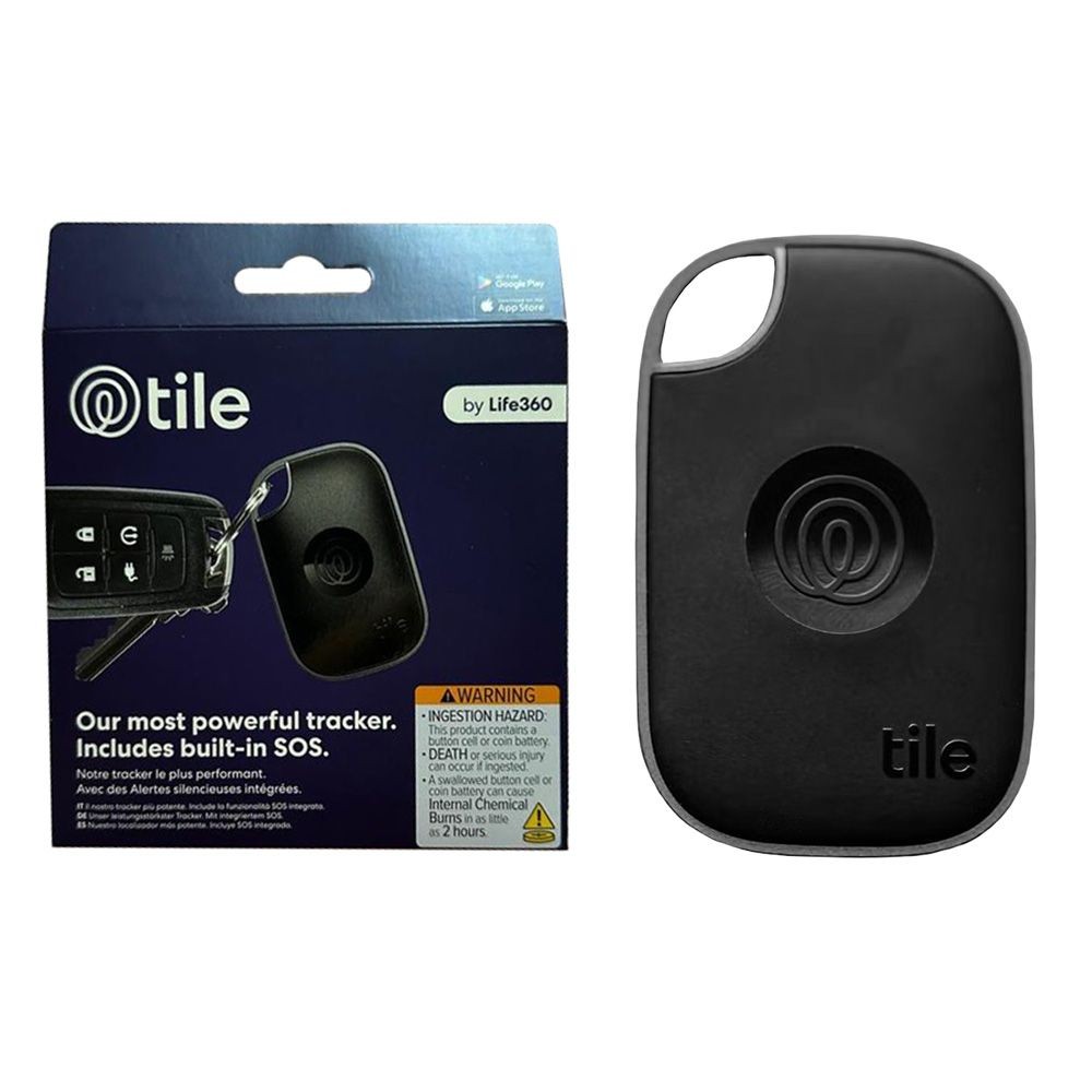Tile by Life360 Pro 2024 Bluetooth Tracker (1 Pack, Black), RE-61011