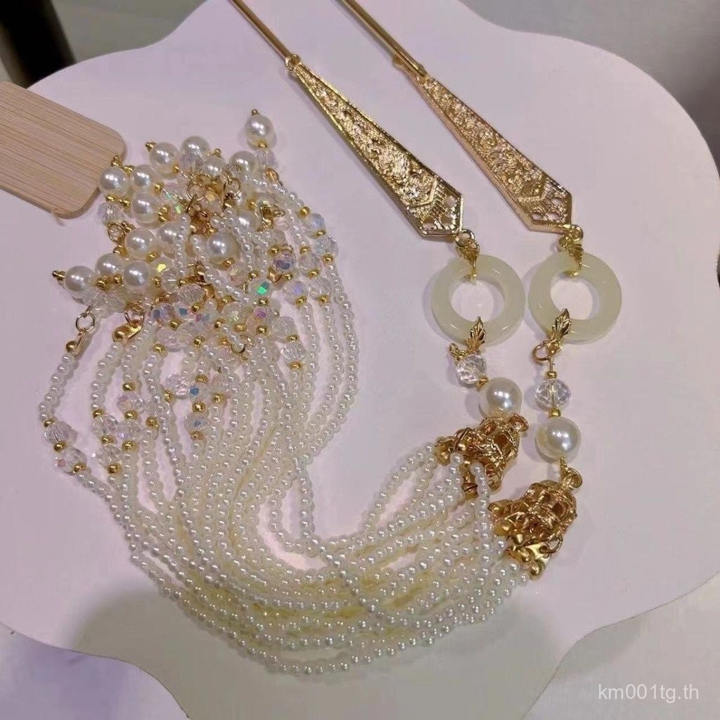 เครื่องประดับศีรษะ Hanfu ปิ่นปักผมสไตล์โบราณปิ่นปักผมพู่ปิ่นปักผมพู่ลูกปัดสไตล์ตะวันตกเครื่องประดับผมโรคหลอดเลือดสมอง p23f